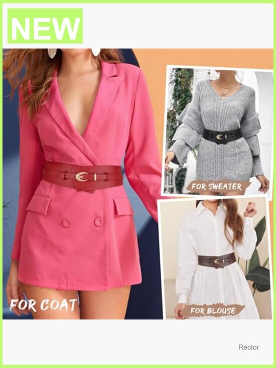 Wide Leather Belt with Detachable Skinny Belt - 2.8\